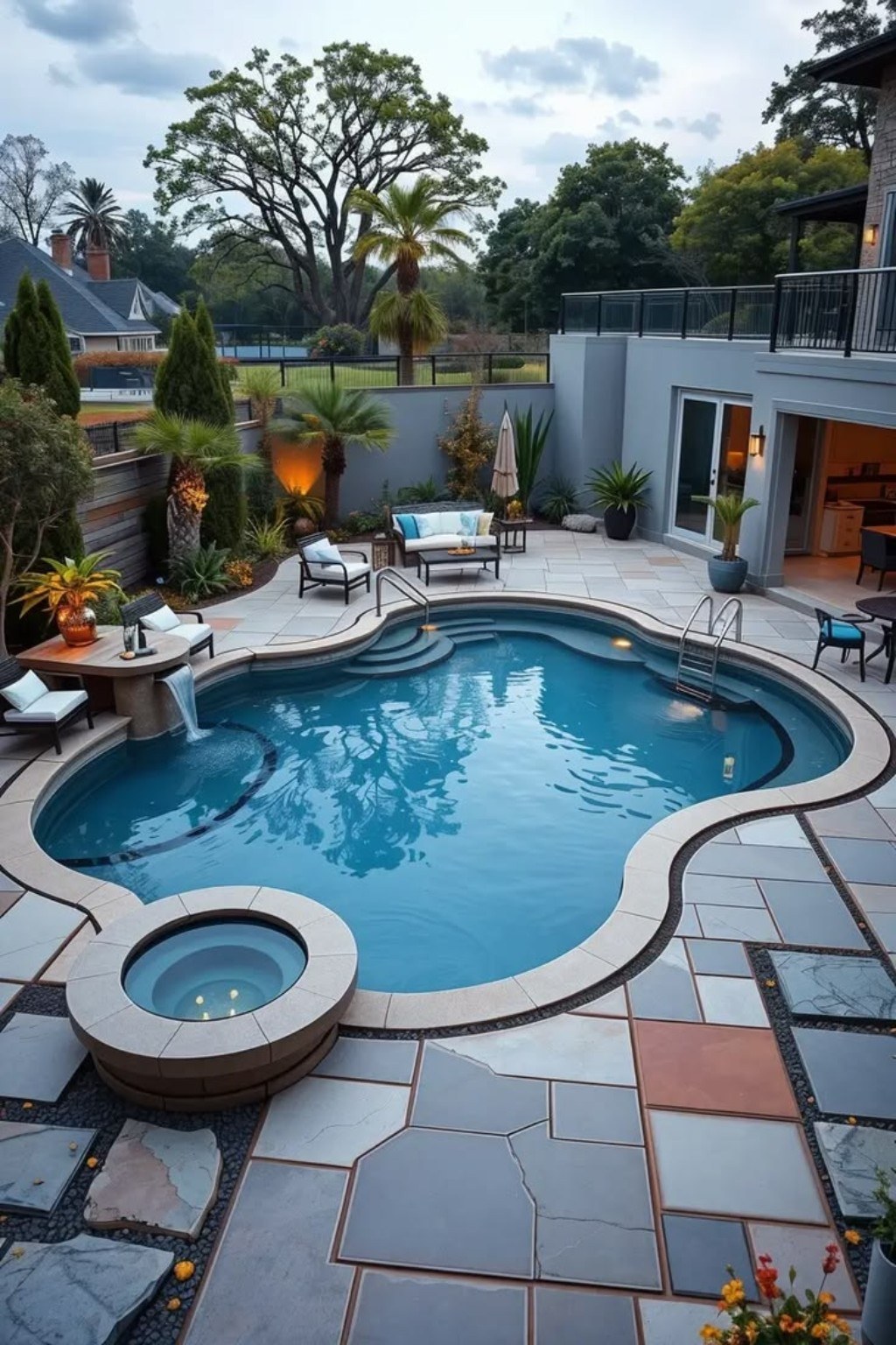 Luxury residential swimming pool with premium outdoor finish