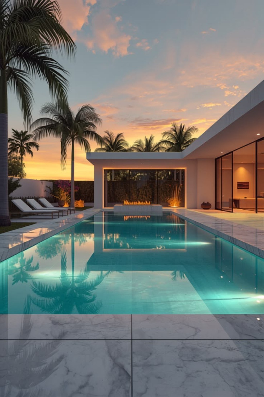 Luxury infinity-style swimming pool beside a modern residence